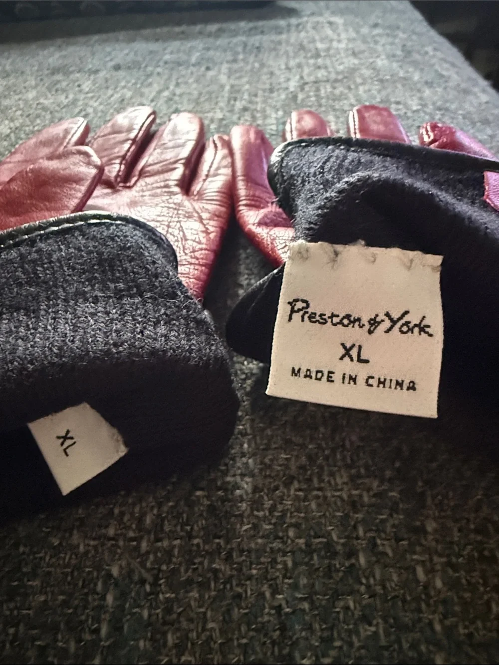 EUC Preston & York Red Leather Gloves with Black Cuffs XL